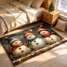 CLEFFNS Christmas Carpet Snowman Floor Mat Doormat Welcome Mat Living Room Carpet Bedroom Carpet Washable Home Decor, 60X90Cm - thumbnail 6
