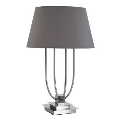 Orsina Grey Shade Table Lamp With Four Curved Arms, Desk Lamp With Square Base, Nickel Finish Lighting Accent - image 1