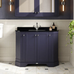 Hudson Reed Floor Standing 4 Door Angled Vanity Unit With 1 Tap Hole Black Marble Top & Basin, Twilight Blue, 1036 X 470 mm - thumbnail 2