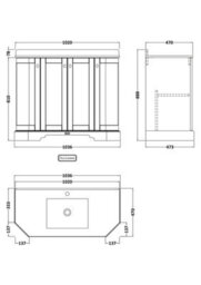 Hudson Reed Floor Standing 4 Door Angled Vanity Unit With 1 Tap Hole Black Marble Top & Basin, Twilight Blue, 1036 X 470 mm - thumbnail 5