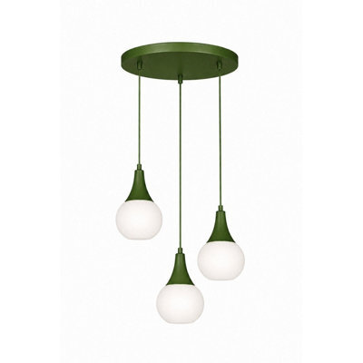 Luminosa Lighting Luminosa Lacrima Cluster Pendant Ceiling Light Green White Glass Shade 3X E27 - image 1