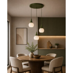 Luminosa Lighting Luminosa Lacrima Cluster Pendant Ceiling Light Green White Glass Shade 3X E27 - thumbnail 2