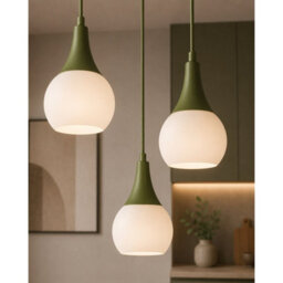Luminosa Lighting Luminosa Lacrima Cluster Pendant Ceiling Light Green White Glass Shade 3X E27 - thumbnail 3