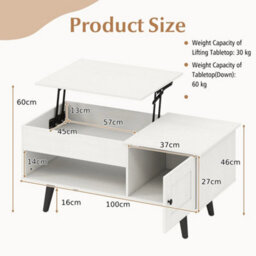 Flip Top Center Table With Hidden Compartment & Open Shelf - thumbnail 2