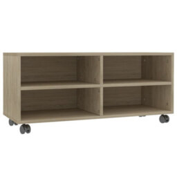 Walplus Tv Cabinet With Castors Sonoma Oak 90X35X35 Cm Engineered Wood - thumbnail 2