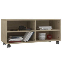Walplus Tv Cabinet With Castors Sonoma Oak 90X35X35 Cm Engineered Wood - thumbnail 3
