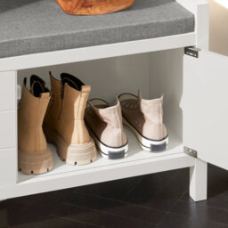 Sobuy Fsr63-Ii-W, Shoe Storage Bench Shoe Rack With Seat Cushion & Double Doors & Hidden Compartment,white - thumbnail 9