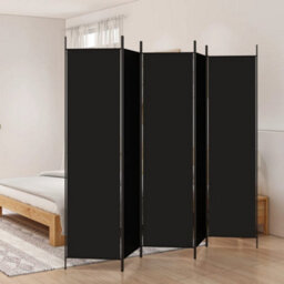 Berkfield 5-Panel Room Divider Black 250X200 Cm Fabric