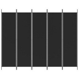 Berkfield 5-Panel Room Divider Black 250X200 Cm Fabric - thumbnail 3