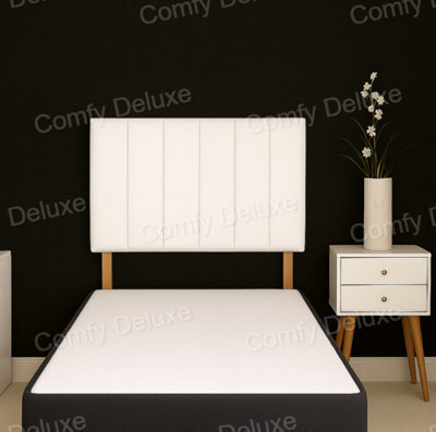Comfy Deluxe White Plush Velvet 2Ft6 Small Single Headboard 26 Inches