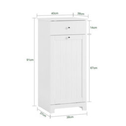 Sobuy Low Bathroom Cabinet With 1 Drawer 40X38X90Cm Functional Bzr21-Ii-W - thumbnail 3