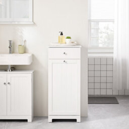 Sobuy Low Bathroom Cabinet With 1 Drawer 40X38X90Cm Functional Bzr21-Ii-W - thumbnail 2