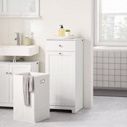 Sobuy Low Bathroom Cabinet With 1 Drawer 40X38X90Cm Functional Bzr21-Ii-W - thumbnail 7