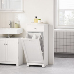 Sobuy Low Bathroom Cabinet With 1 Drawer 40X38X90Cm Functional Bzr21-Ii-W - thumbnail 6