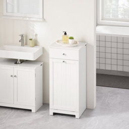Sobuy Low Bathroom Cabinet With 1 Drawer 40X38X90Cm Functional Bzr21-Ii-W - thumbnail 4