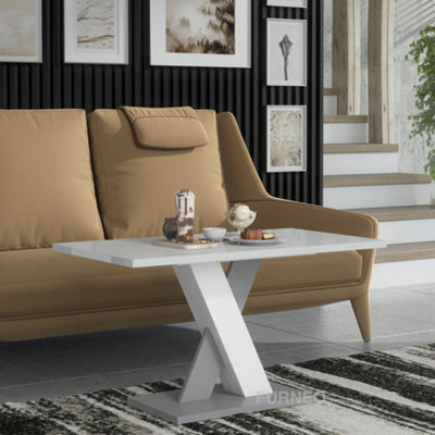 Furneo Coffee Side Table High Gloss White & Matt Grey Modern Living Room Furniture Enzo 02 - image 1