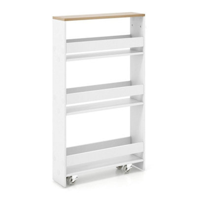 3 Tier Slim Storage Cart Narrow Rolling Kitchen Serving Cart With Open Shelves - image 1
