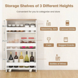 3 Tier Slim Storage Cart Narrow Rolling Kitchen Serving Cart With Open Shelves - thumbnail 3