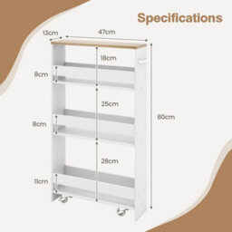 3 Tier Slim Storage Cart Narrow Rolling Kitchen Serving Cart With Open Shelves - thumbnail 2
