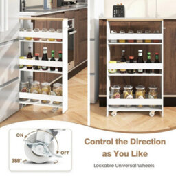 3 Tier Slim Storage Cart Narrow Rolling Kitchen Serving Cart With Open Shelves - thumbnail 6