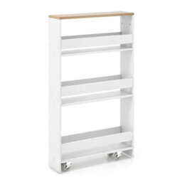 3 Tier Slim Storage Cart Narrow Rolling Kitchen Serving Cart With Open Shelves - thumbnail 1