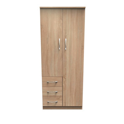 Hampshire 3 Drawer Combi Wardrobe With Mirror In Bardolino Oak (Ready Assembled) - image 1