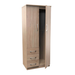 Hampshire 3 Drawer Combi Wardrobe With Mirror In Bardolino Oak (Ready Assembled) - thumbnail 5