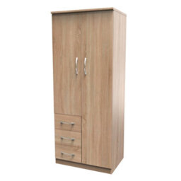 Hampshire 3 Drawer Combi Wardrobe With Mirror In Bardolino Oak (Ready Assembled) - thumbnail 3