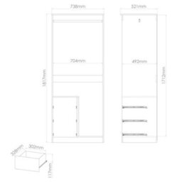 Hampshire 3 Drawer Combi Wardrobe With Mirror In Bardolino Oak (Ready Assembled) - thumbnail 6
