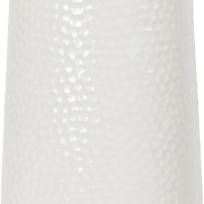Biznest Hammered Matte Vase Elegant Ceramic Modern Home Décor Accent For Living Room, Bedroom 35 X 14Cm (White)
