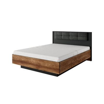 Arte Milton Contemporary Ottoman Bed Frame Eu King Size Chestnut Wood Effect & Anthracite (L)2100mm (H)1020mm (W)1670mm - image 1