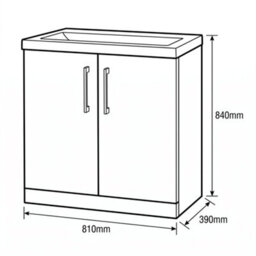 Balterley Bramshall Contemporary Bathroom Floor Standing 2-Door Vanity Unit & Mid-Edge Basin, Solace Oak, 800mm - thumbnail 2