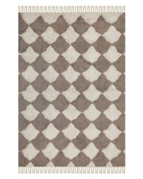 Wyld And Coco Boho Cotton Area Rug 140 X 200 Cm Brown Beige - Hand-Tufted Geometric Design With Tassels - thumbnail 1