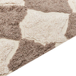 Wyld And Coco Boho Cotton Area Rug 140 X 200 Cm Brown Beige - Hand-Tufted Geometric Design With Tassels - thumbnail 3