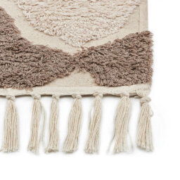 Wyld And Coco Boho Cotton Area Rug 140 X 200 Cm Brown Beige - Hand-Tufted Geometric Design With Tassels - thumbnail 6