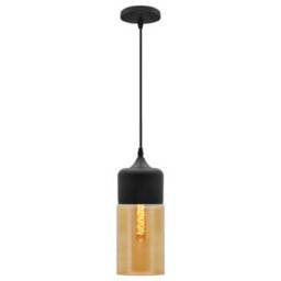 Long Life Lamps Company Retro Amber Glass Pendant Hanging Ceiling Light Shade Cylinder Nordic Lamp Holder H3001 - thumbnail 3