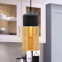 Long Life Lamps Company Retro Amber Glass Pendant Hanging Ceiling Light Shade Cylinder Nordic Lamp Holder H3001 - thumbnail 6