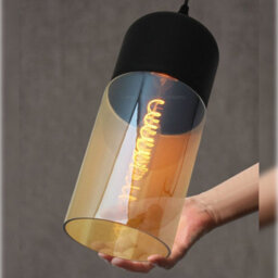 Long Life Lamps Company Retro Amber Glass Pendant Hanging Ceiling Light Shade Cylinder Nordic Lamp Holder H3001 - thumbnail 5