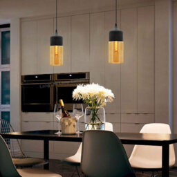 Long Life Lamps Company Retro Amber Glass Pendant Hanging Ceiling Light Shade Cylinder Nordic Lamp Holder H3001 - thumbnail 9