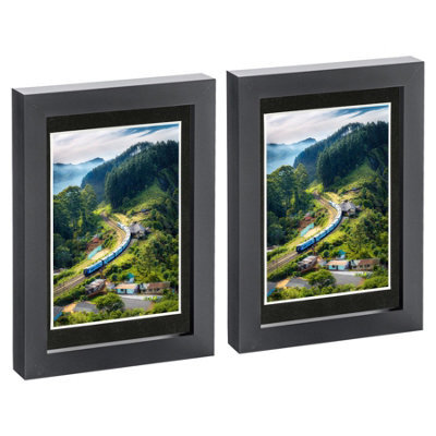 "Nicola Spring Photo Frames With 4"" X 6"" Mount - 5"" X 7"" - Black/black - Pack Of 2" - image 1