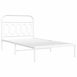 Berkfield Metal Bed Frame Without Mattress With Headboard White 100X190Cm - thumbnail 3