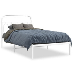 Berkfield Metal Bed Frame Without Mattress With Headboard White 100X190Cm - thumbnail 2