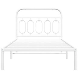 Berkfield Metal Bed Frame Without Mattress With Headboard White 100X190Cm - thumbnail 4