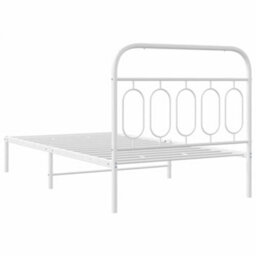 Berkfield Metal Bed Frame Without Mattress With Headboard White 100X190Cm - thumbnail 6