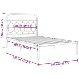 Berkfield Metal Bed Frame Without Mattress With Headboard White 100X190Cm - thumbnail 8