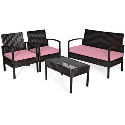 Crescent 3 Piece Replacement Set Pink Seat Pads Cushion Waterproof Rattan Furniture Cushions Durable Patio Garden Sofa Seat Pads - image 1