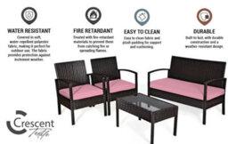 Crescent 3 Piece Replacement Set Pink Seat Pads Cushion Waterproof Rattan Furniture Cushions Durable Patio Garden Sofa Seat Pads - thumbnail 3