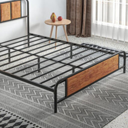 Homcom King Size Bed Frame With Headboard, Steel Bed Base 160 X 207Cm Brown - thumbnail 9