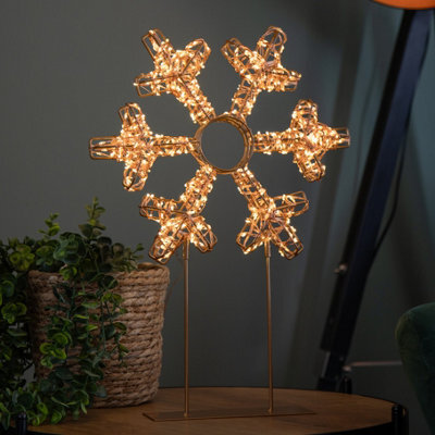 Samuel Alexander 45Cm Light Up Rose Gold Christmas Snowflake On Metal Stand With Twinkling Warm White Leds - image 1