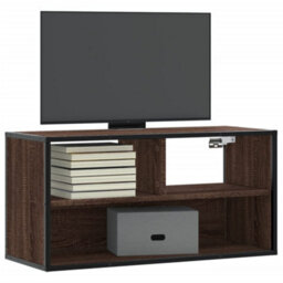 Berkfield Tv Cabinet Brown Oak 80X31X39.5 Cm Engineered Wood And Metal